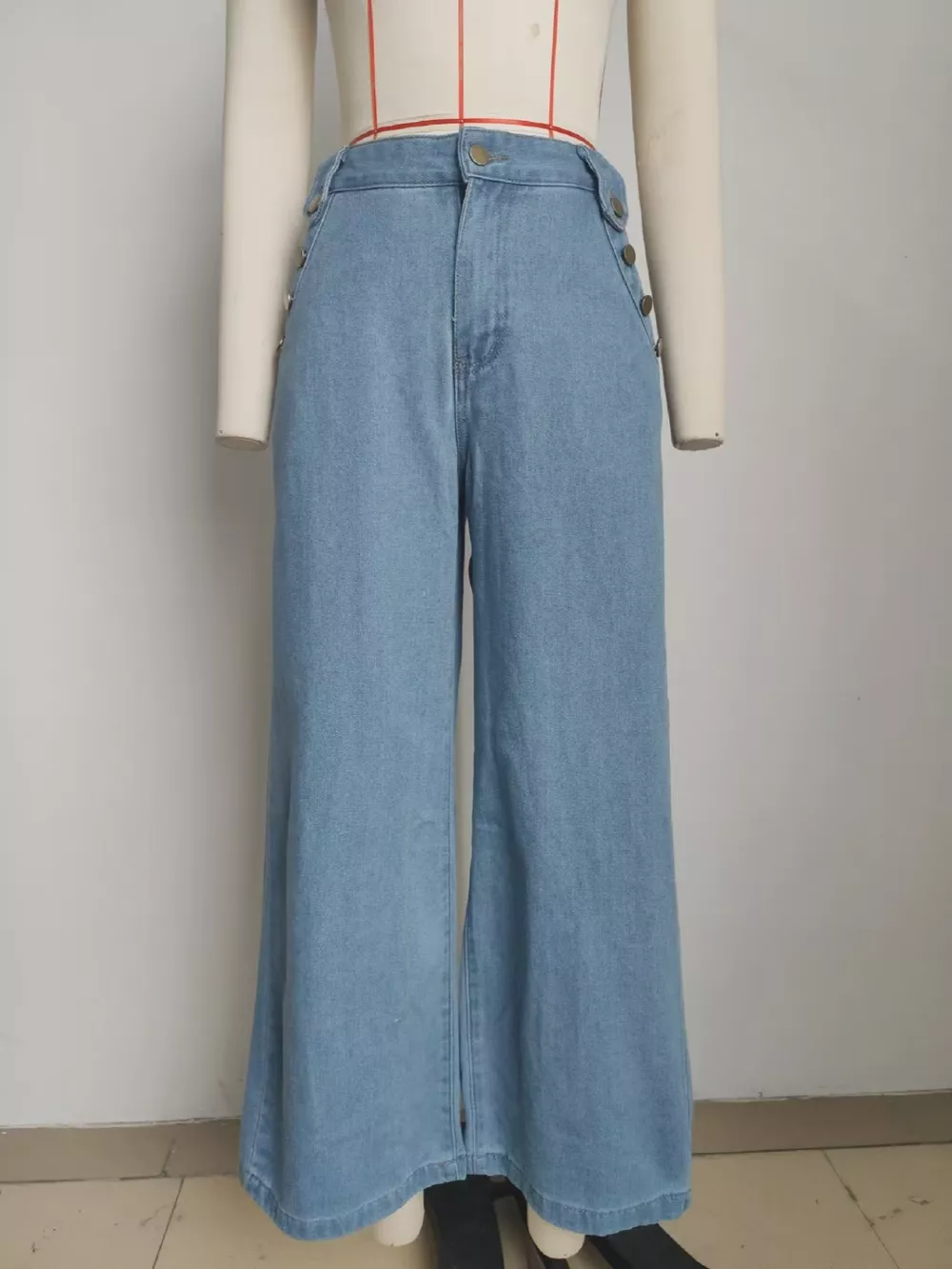 Sleeveless Button-Front Vest and Pants Denim Set, image 6