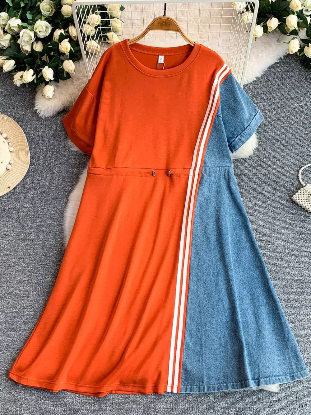 Color Block Short Sleeve Casual Dress, image 6