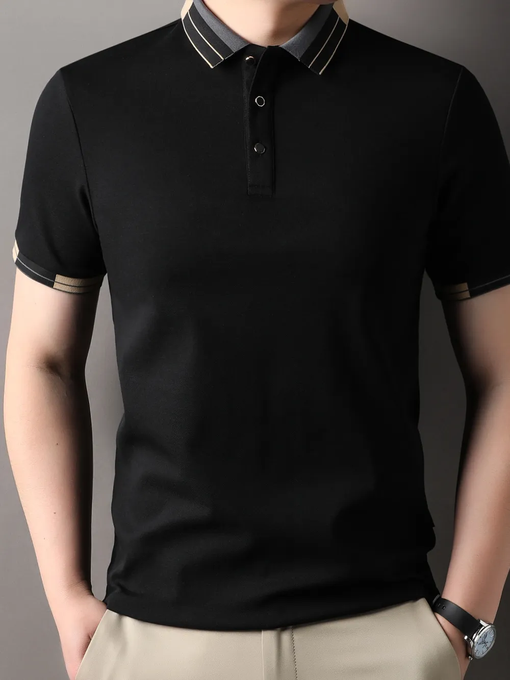 Men's Button Detail Short Sleeve Polo