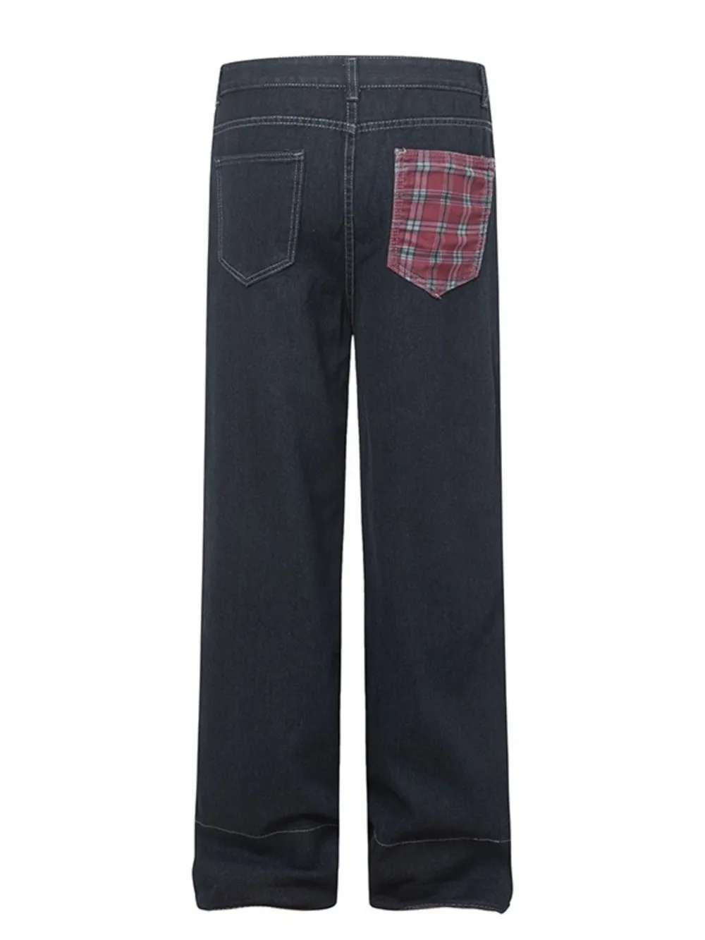 Men's Plaid Pocket Wide Leg Jeans, image 8