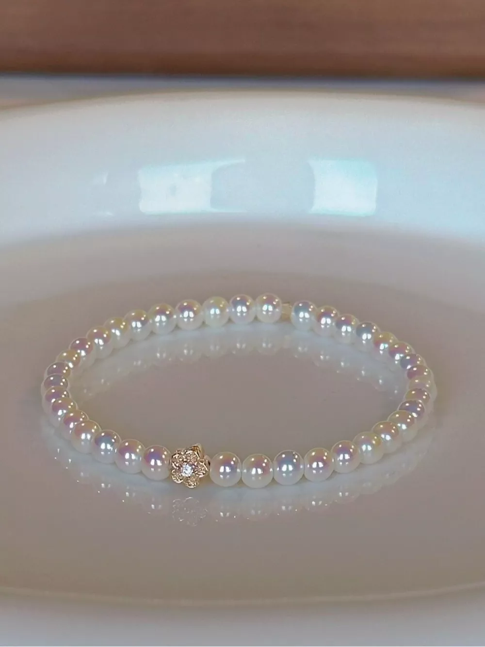 Pearl Bracelet with Floral Accent, image 4
