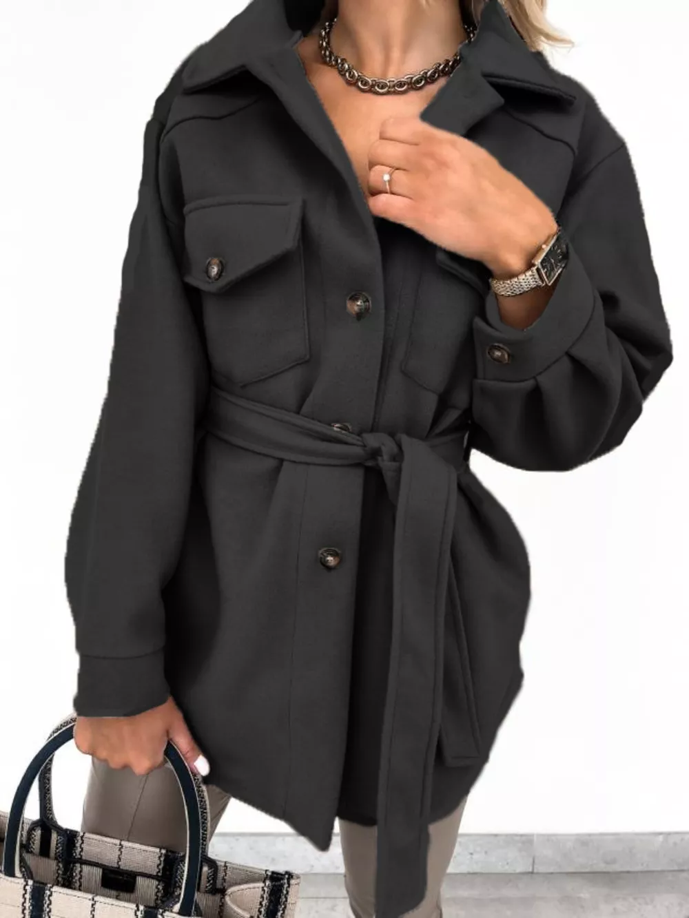 Button-Down Tie Waist Coat, image 15