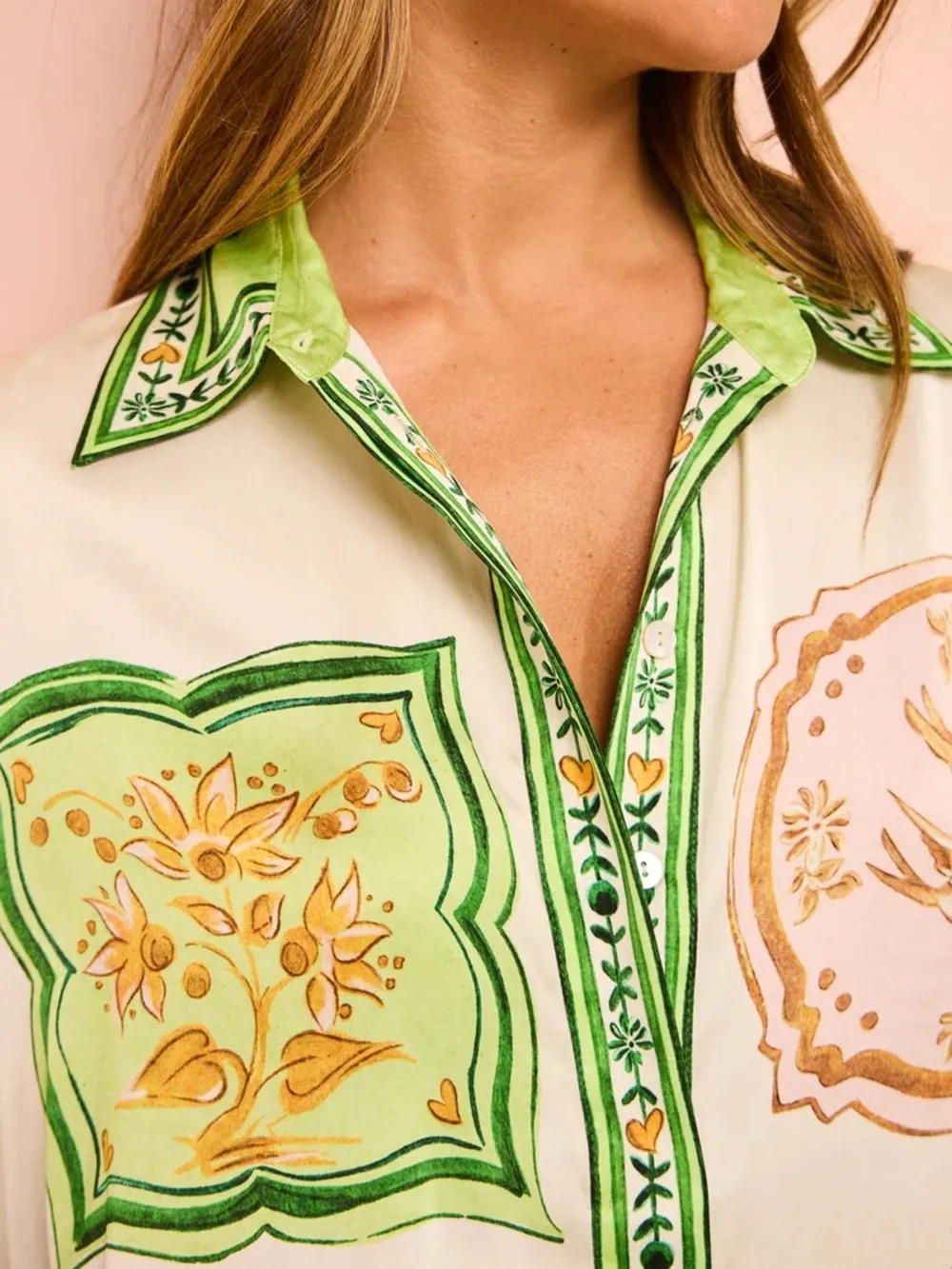 Printed Short Sleeve Button Down Top and Shorts Set, image 6