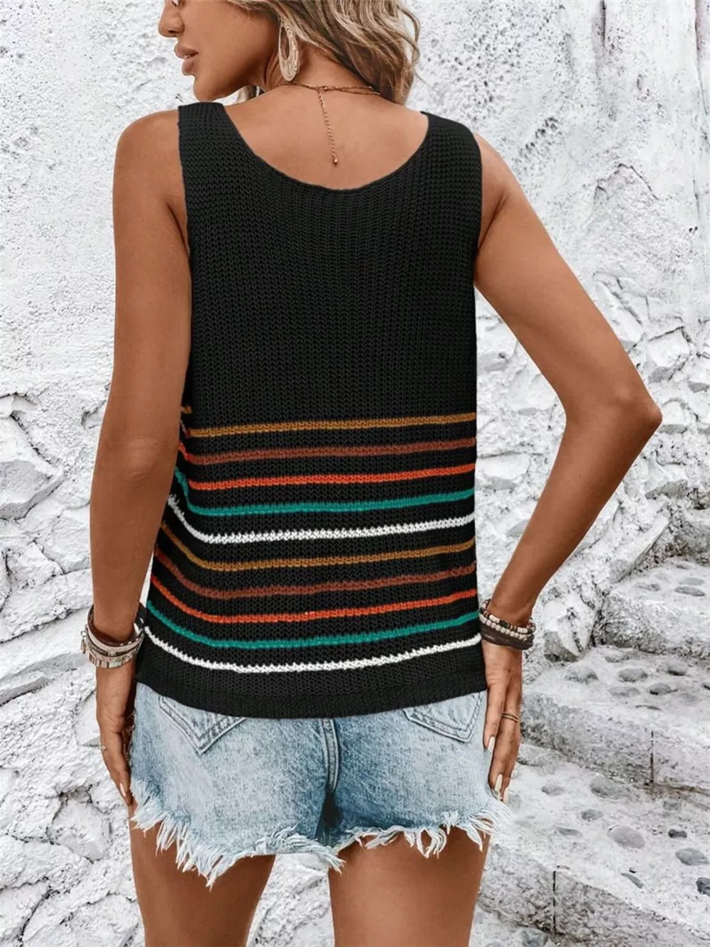 Striped V-Neck Sweater Vest, image 2