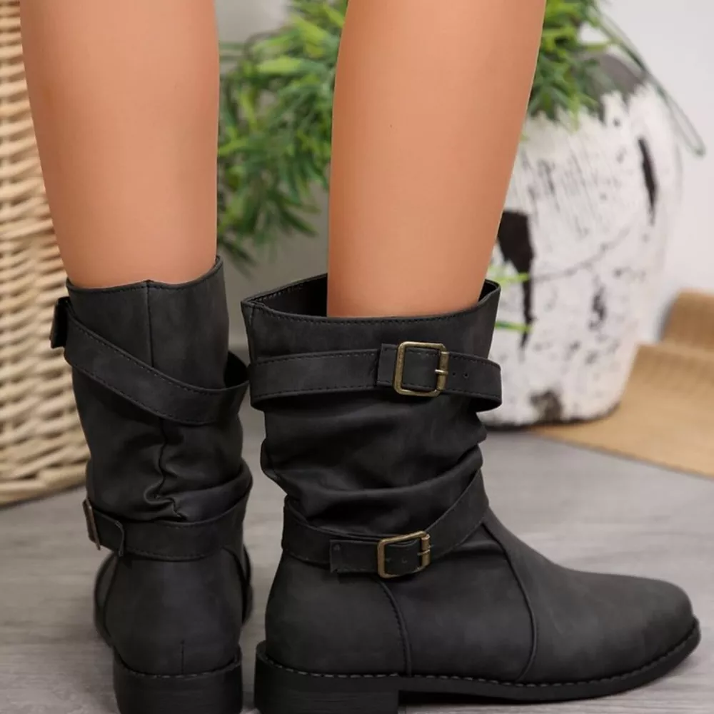 Buckled Low Heel Boots, image 8