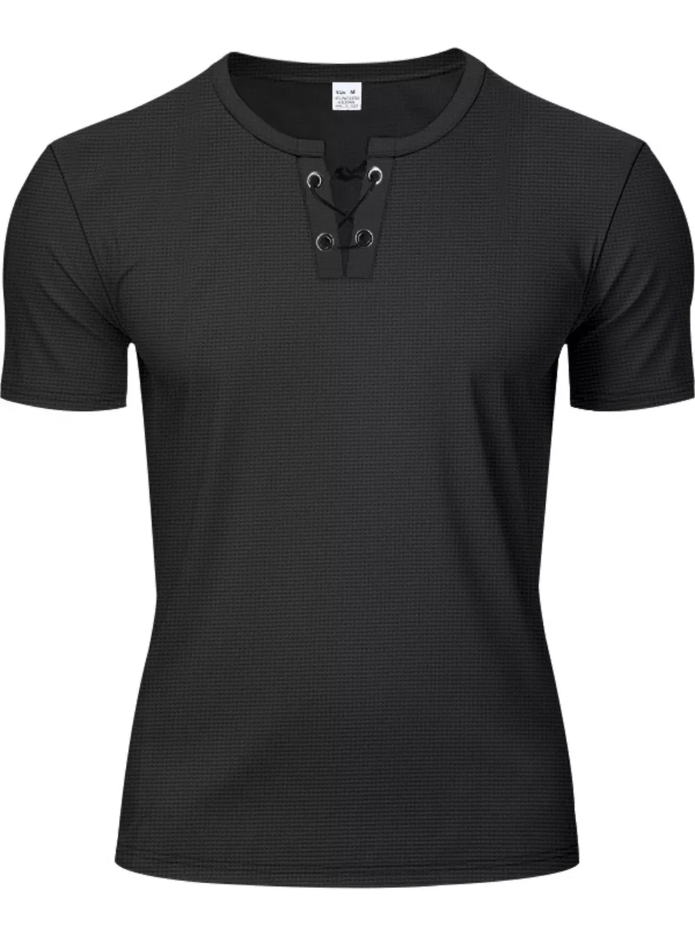 Men's Full Size Lace-Up Neck T-Shirt Plus Size, image 16
