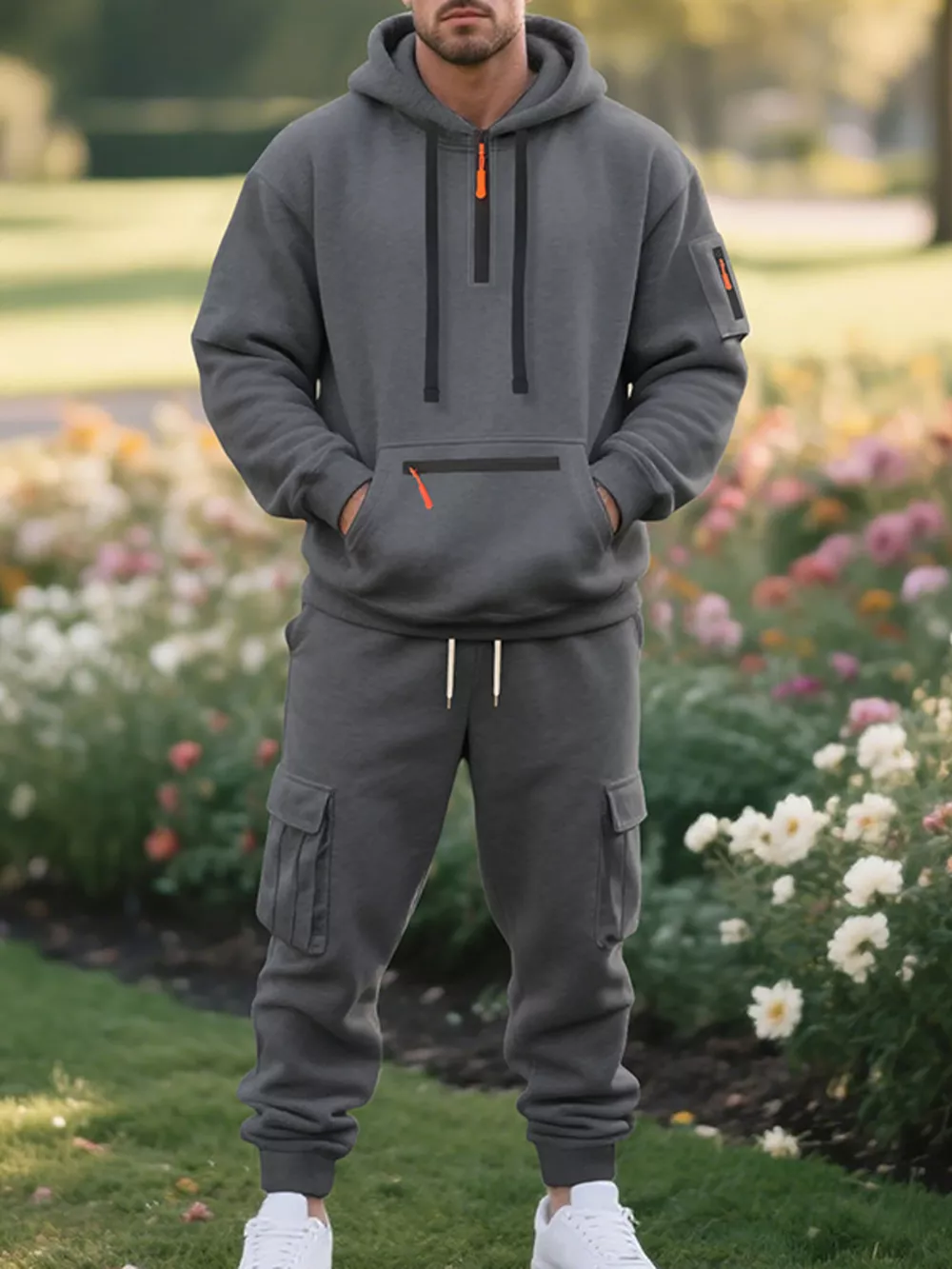 Men's Plus Size Tactical Cargo Hoodie and Jogger Set, image 7
