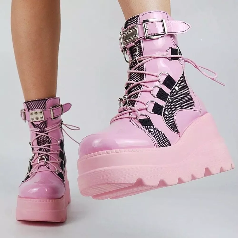 Lace Up Platform Wedge Boots, image 10