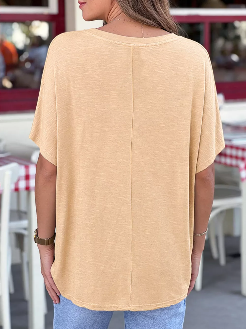 Casual V-Neck Relaxed Fit T-Shirt, image 3