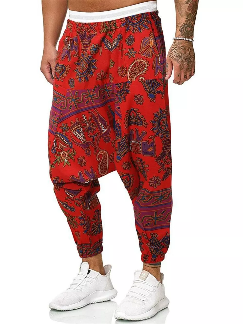 Men's Plus Size Bohemian Print Harem Pants, image 2