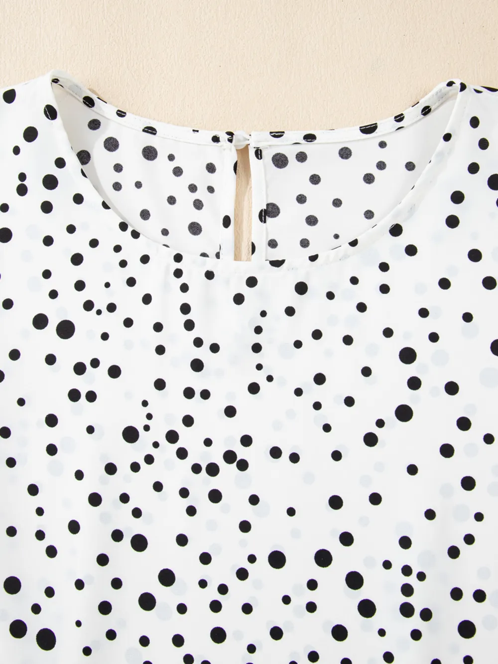 Polka Dot Layered Ruffled Short Sleeve Blouse, image 9