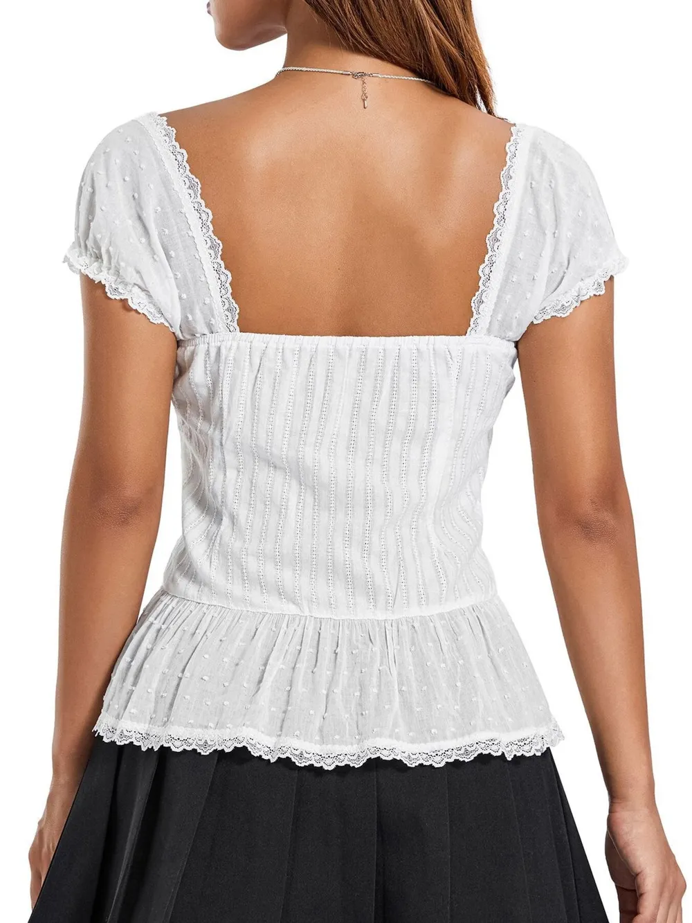 Ruffled Lace Trim Corset Blouse, image 3
