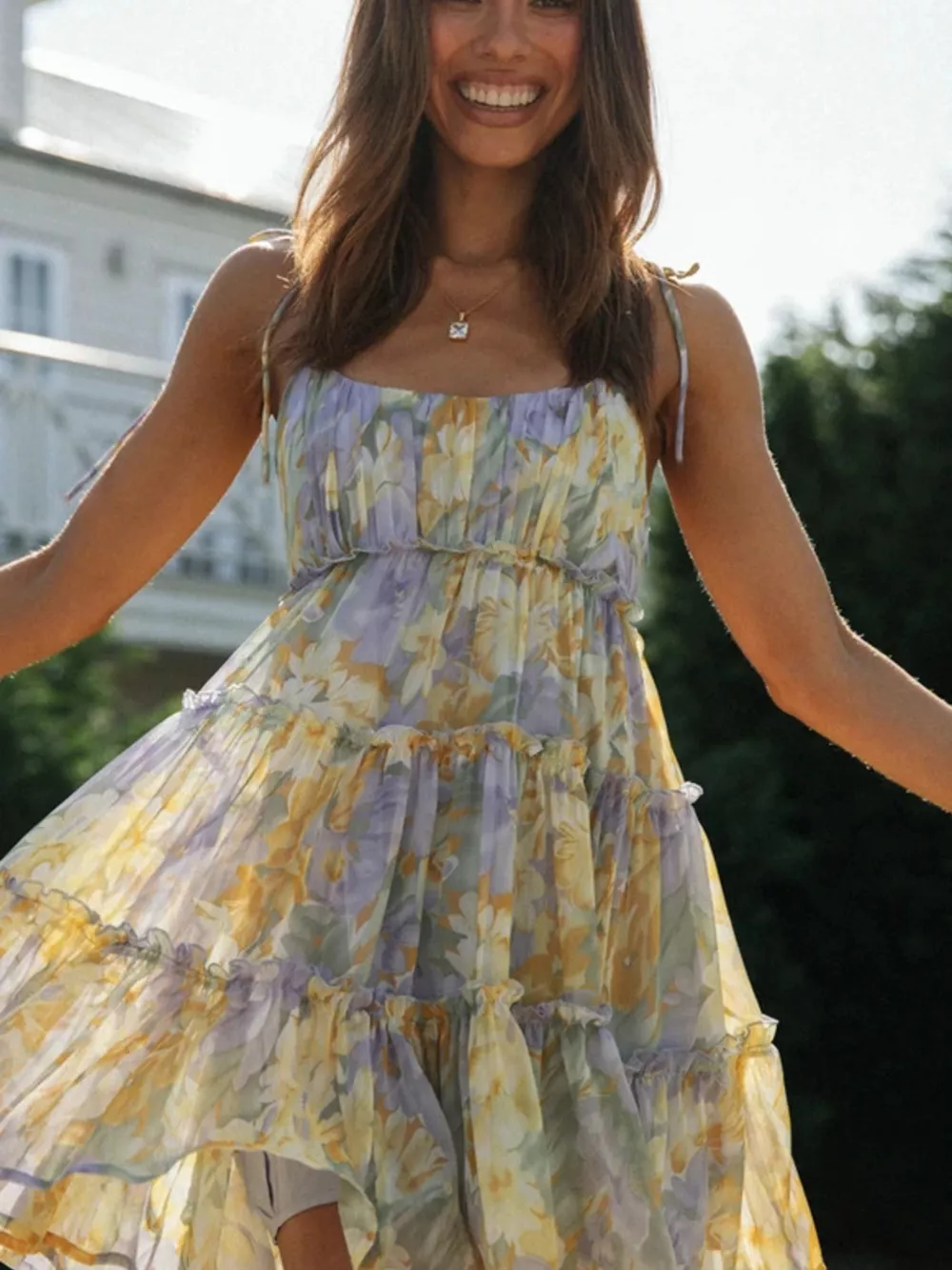 Floral Print Ruffle Tiered Mini Dress, image 13