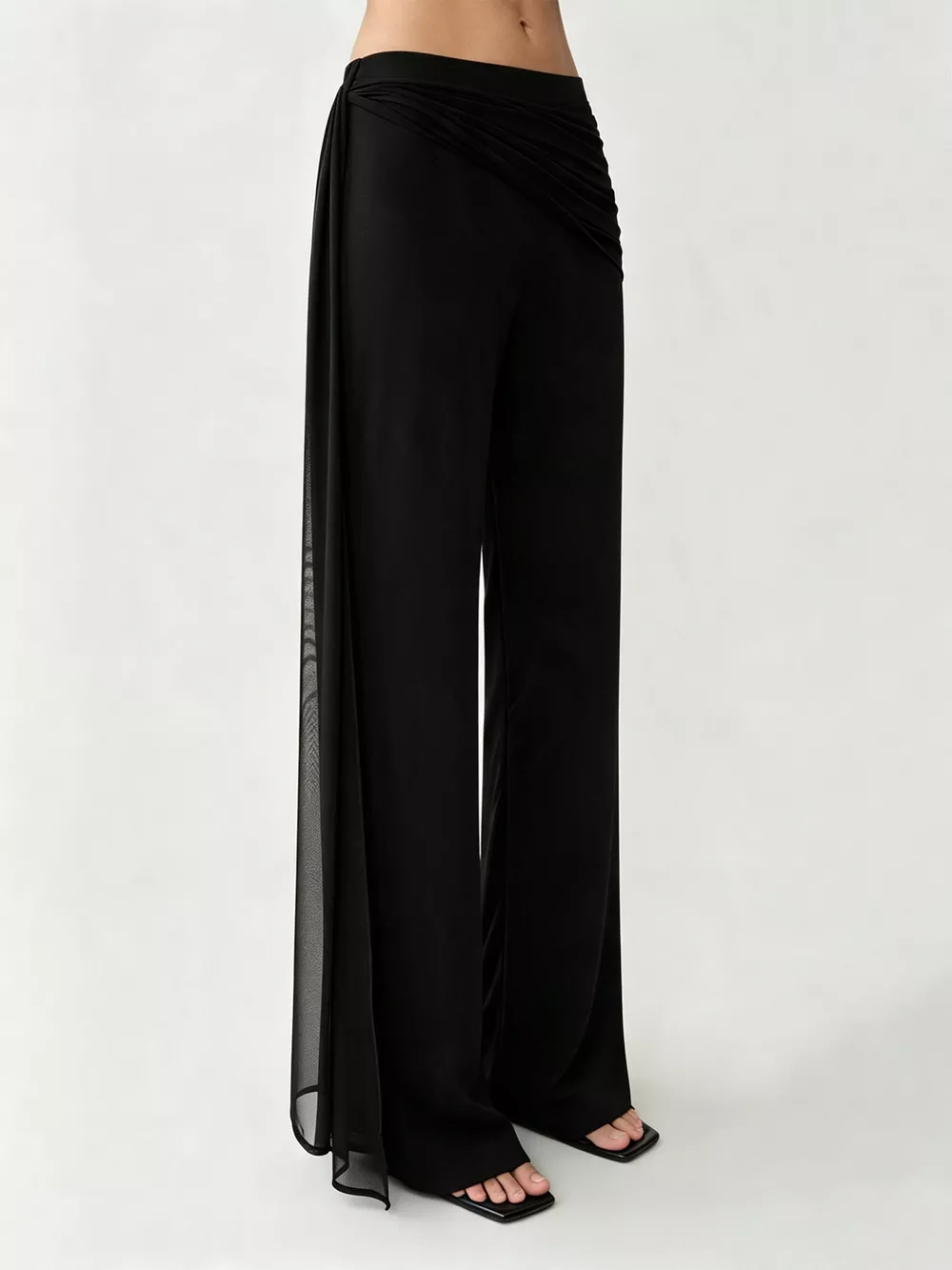 Draped Mesh Flare Pants, image 4