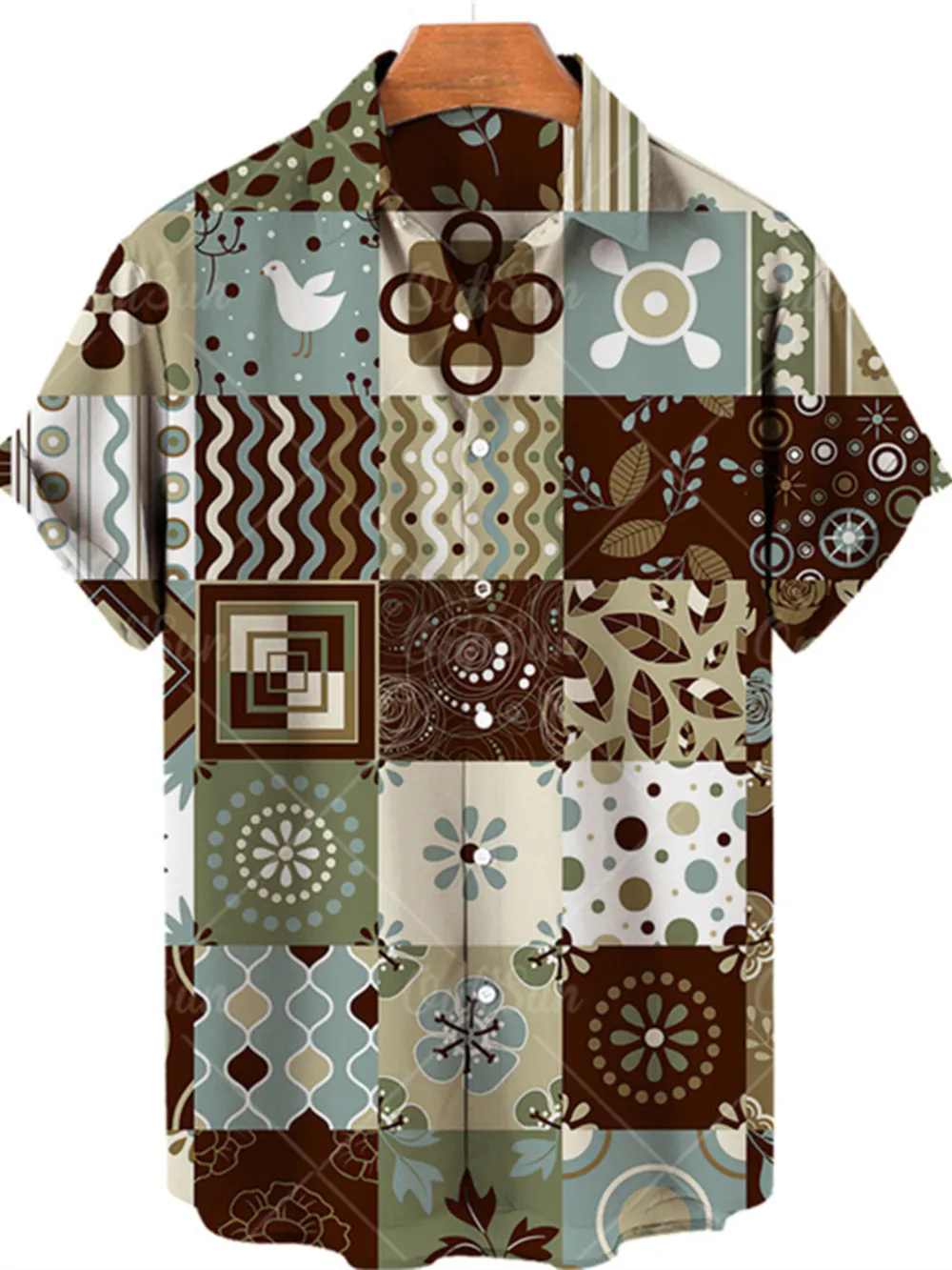 Men's Full Size Printed Button Up Short Sleeve Shirt Plus Size, image 7