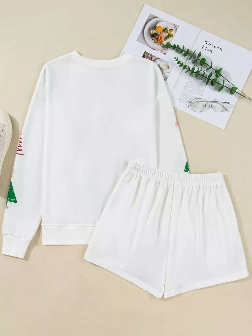 Christmas Tree Round Neck Top and Shorts Set, image 10