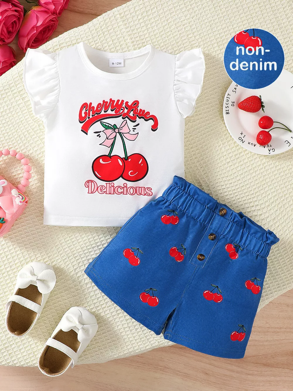 Children's Cherry Tee and Shorts Set, image 2