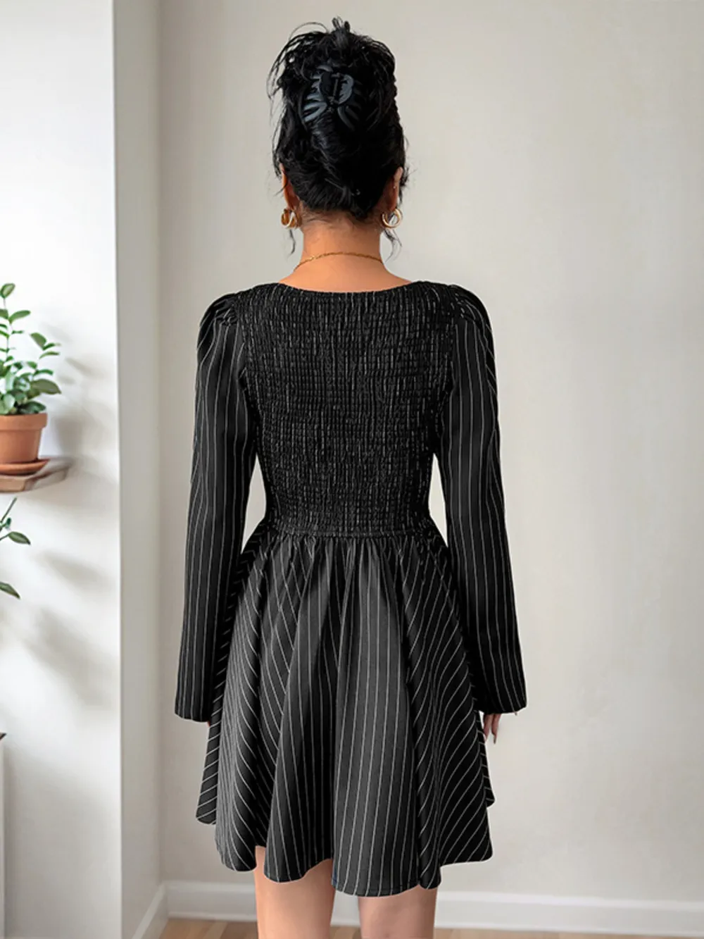 Striped Long Sleeve Mini Dress, image 8
