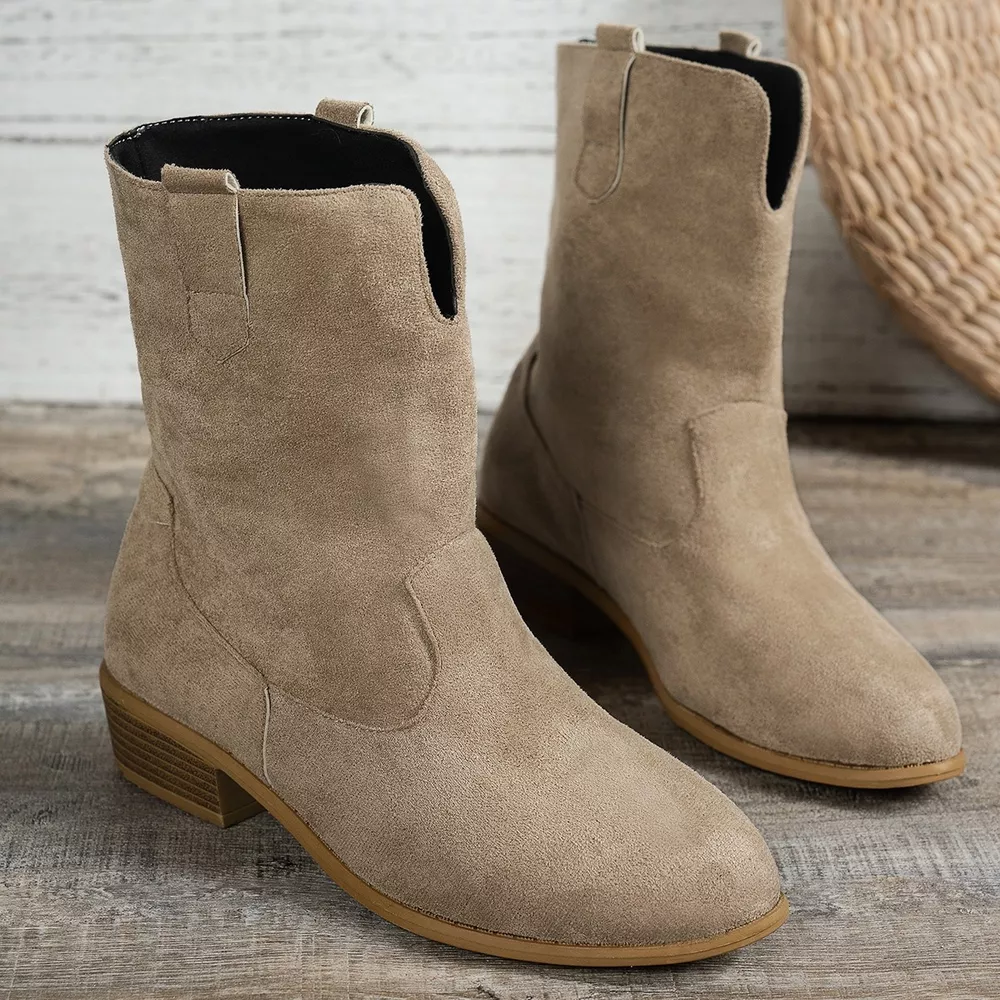 Suede Block Heel Western Boots, image 6