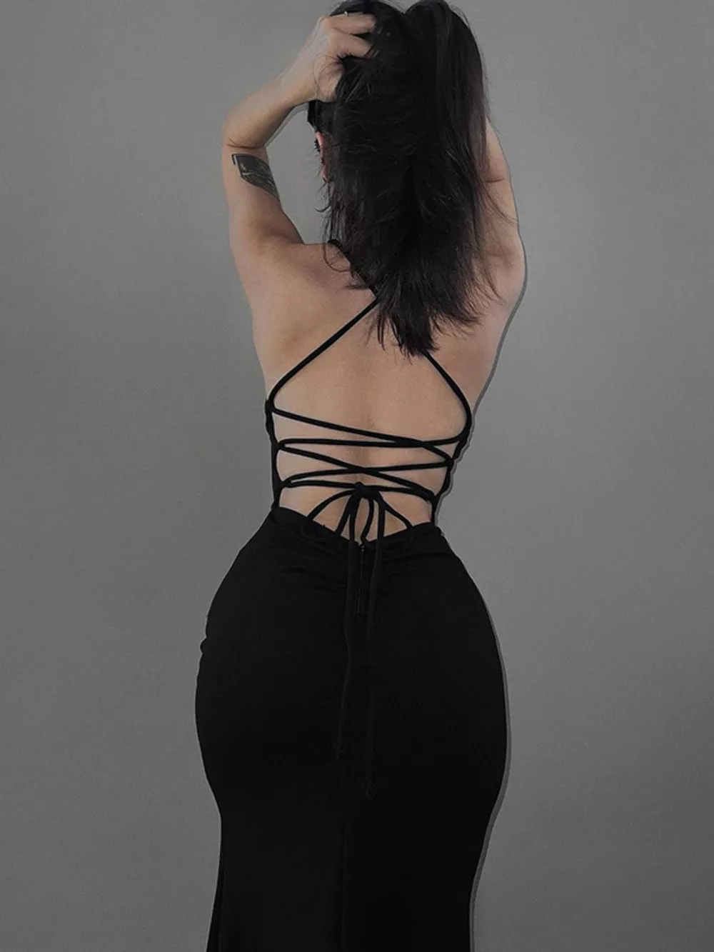 Tied High-Slit Bodycon Dress, image 4