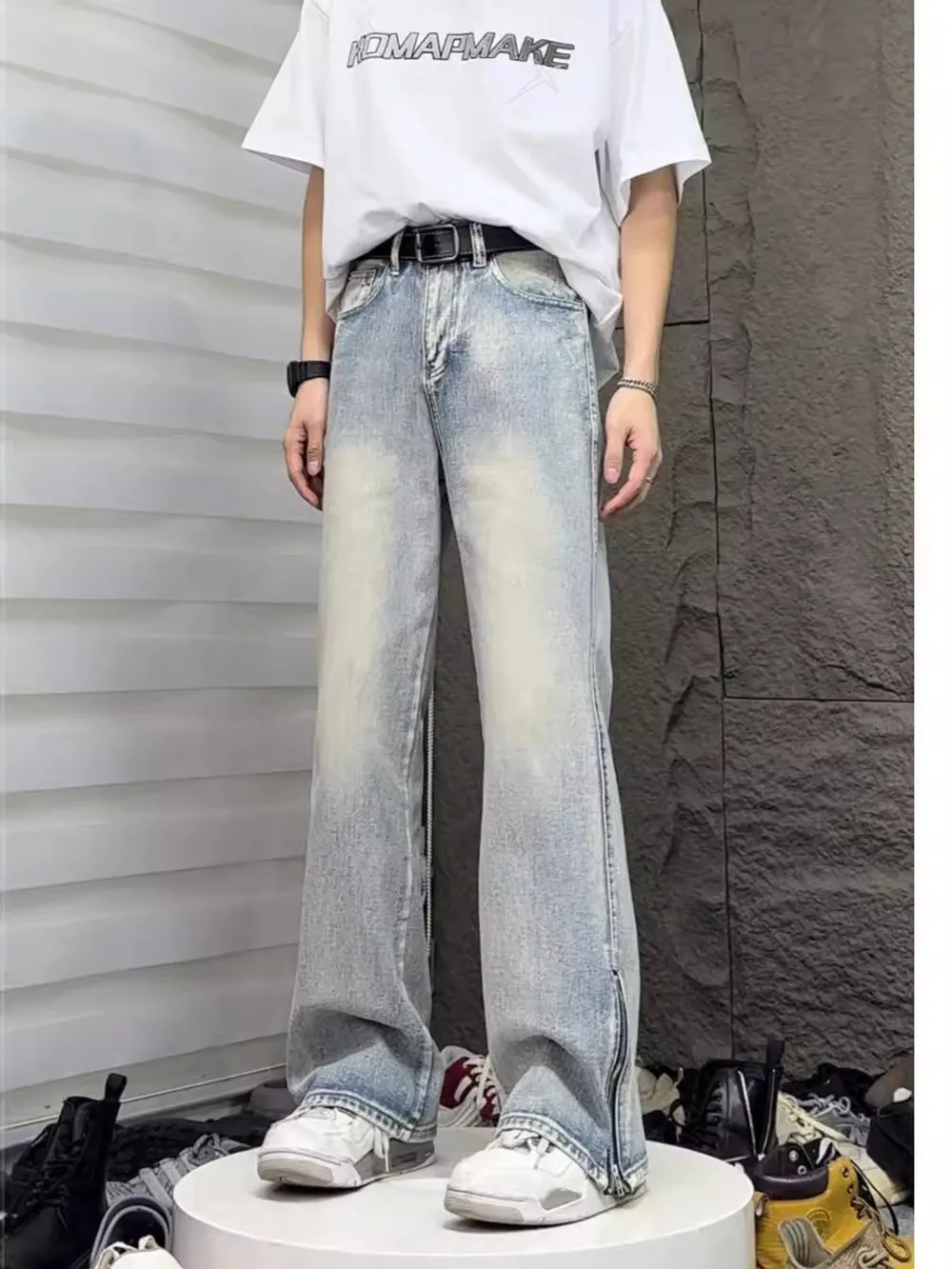 Men's Full Size Vintage Wash Wide Leg Jeans Plus Size, image 2