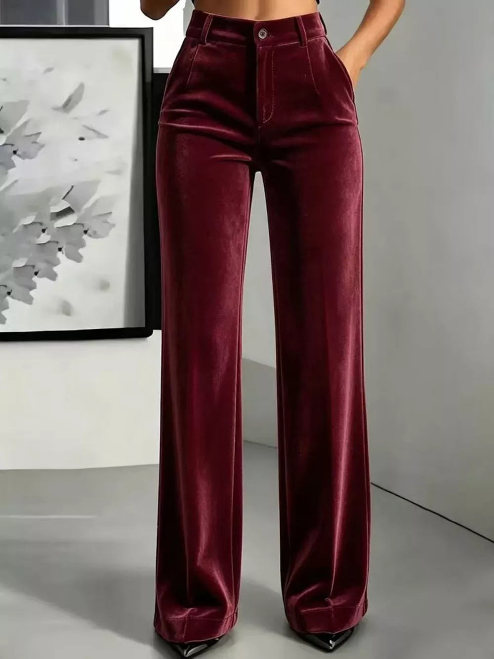 Full Size High-Waisted Velvet Pants Plus Size, image 5