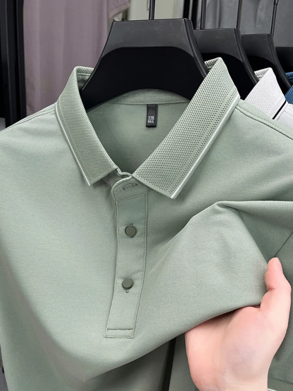 Men's Plus Size Button Detail Short Sleeve Polo, image 6