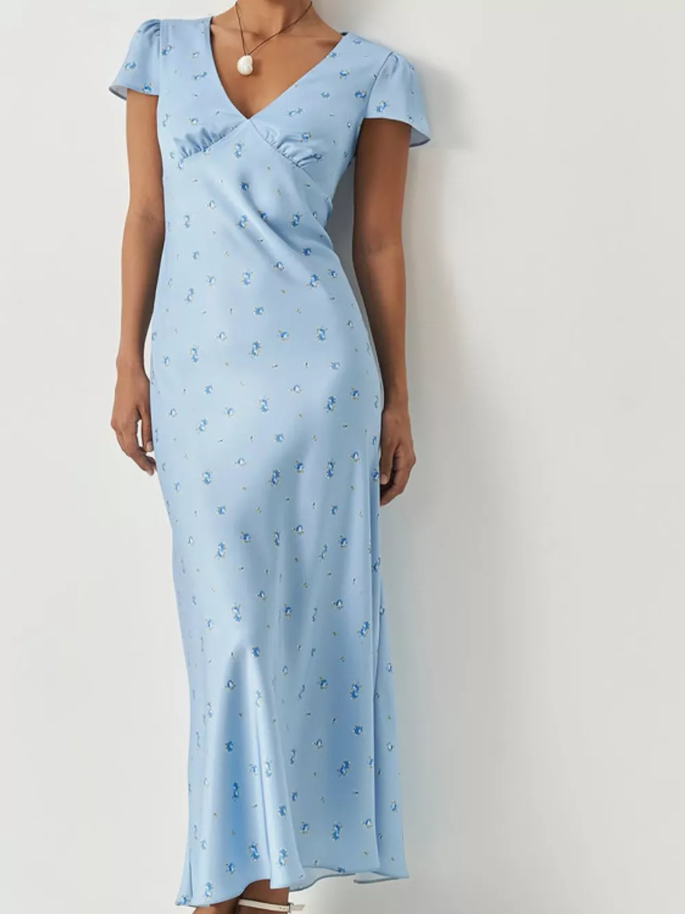 V-Neck Cap Sleeve Maxi Dress