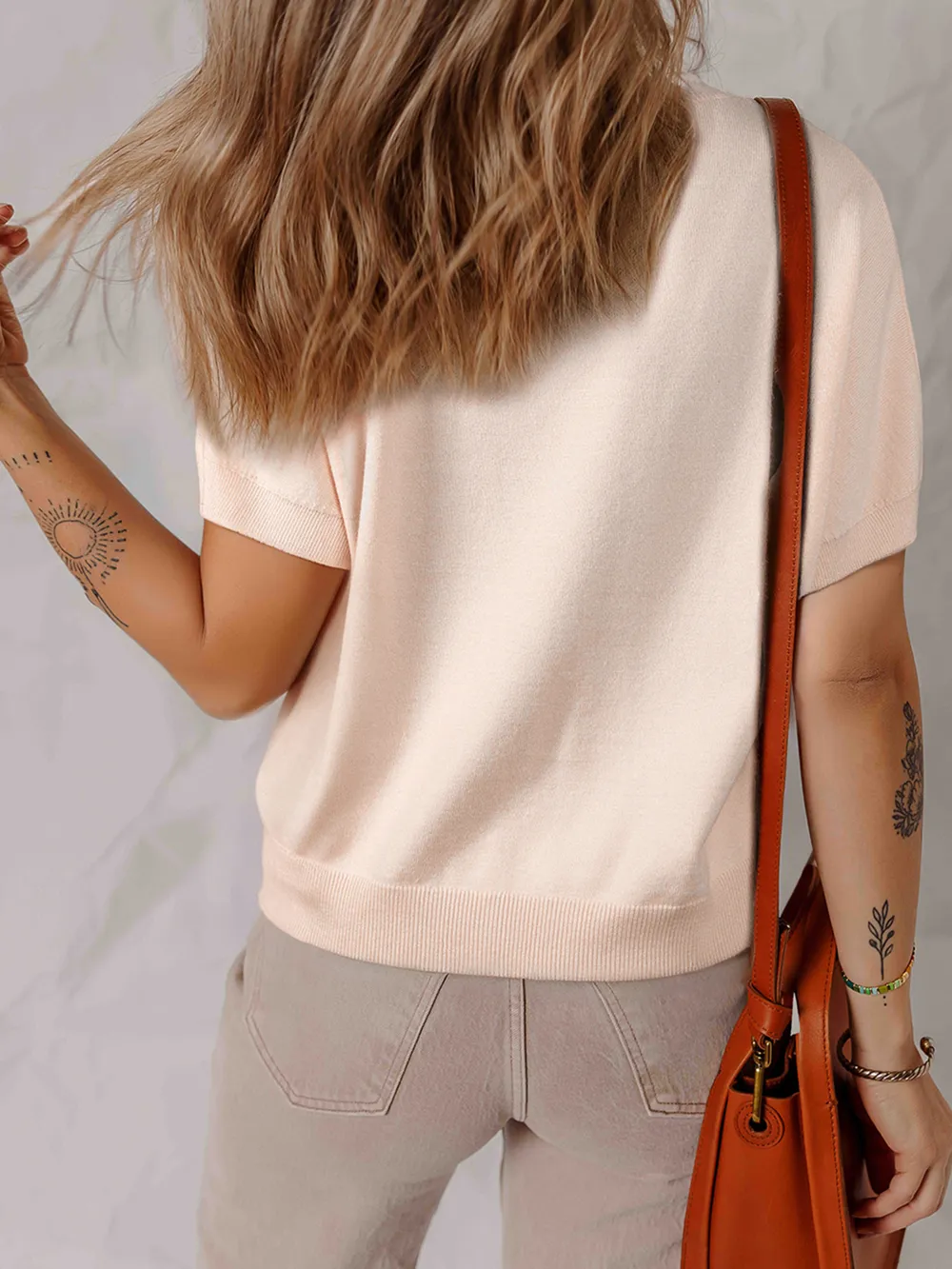 Pearl Embellished Bow Detail Short Sleeve Sweater, image 8