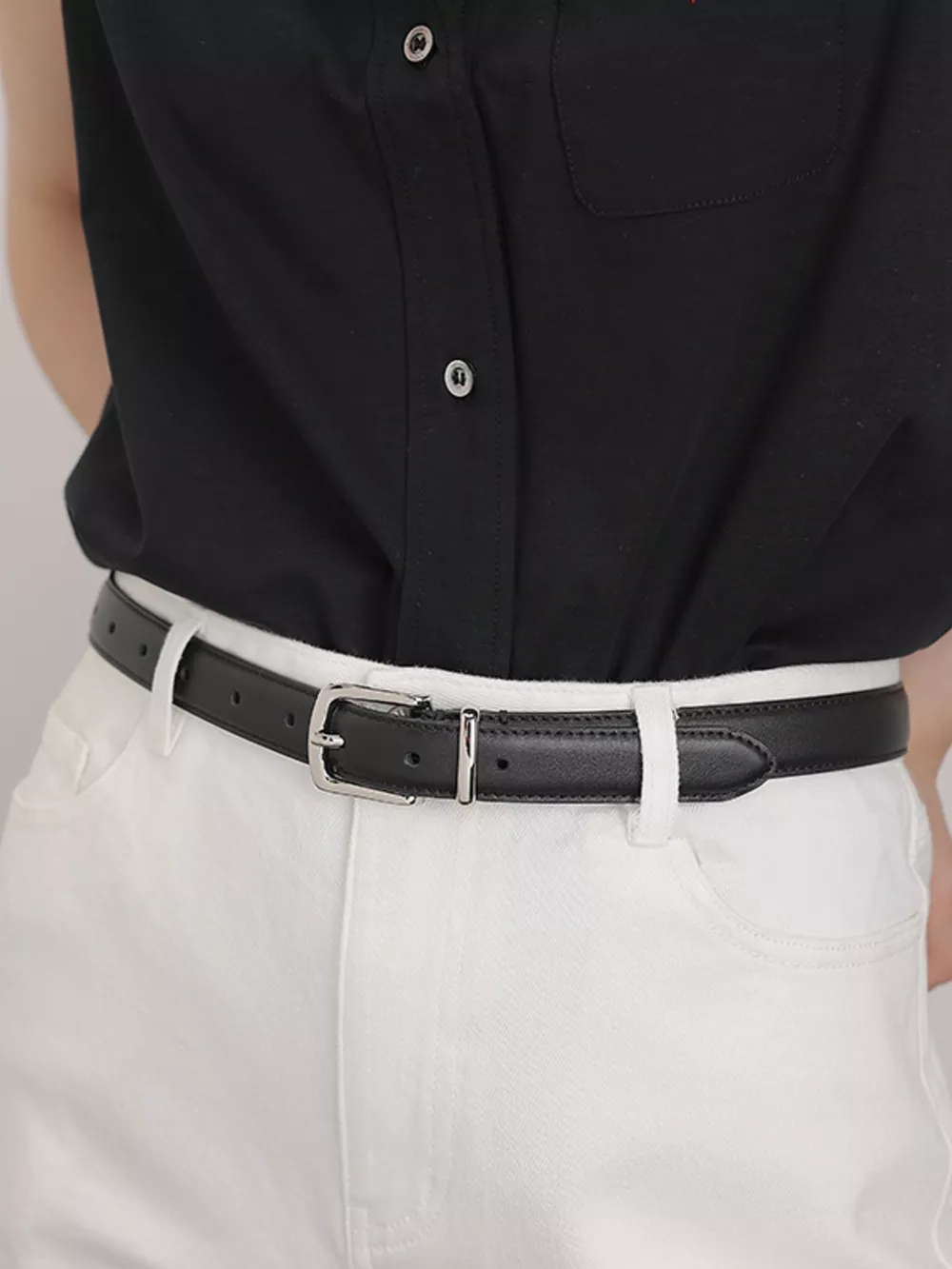 Classic Leather Skinny Belt