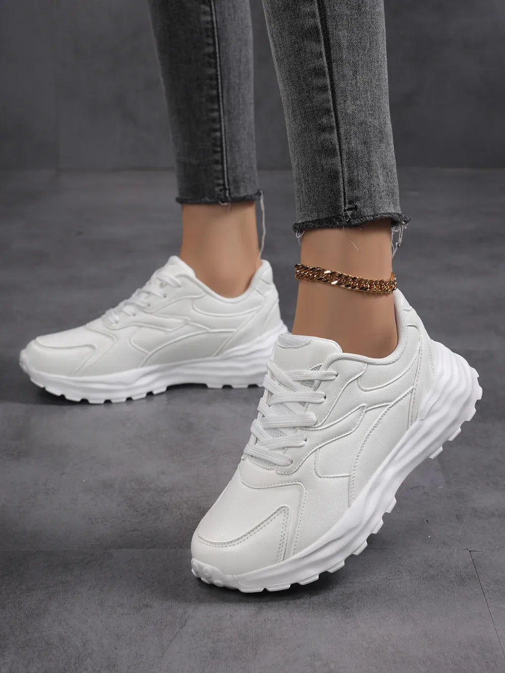 Round Toe Lace Up Sneakers, image 3