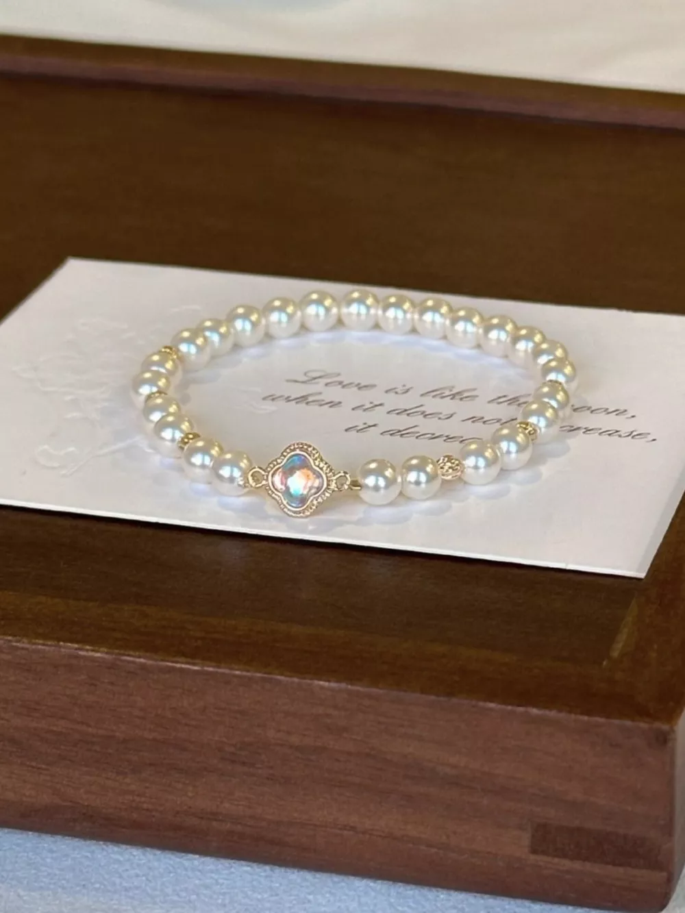 Pearl Clover Charm Bracelet, image 3