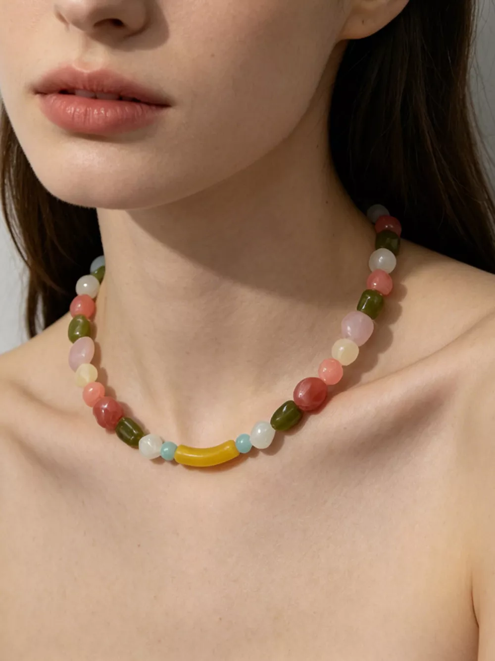 Colorful Beaded Choker Necklace, image 3