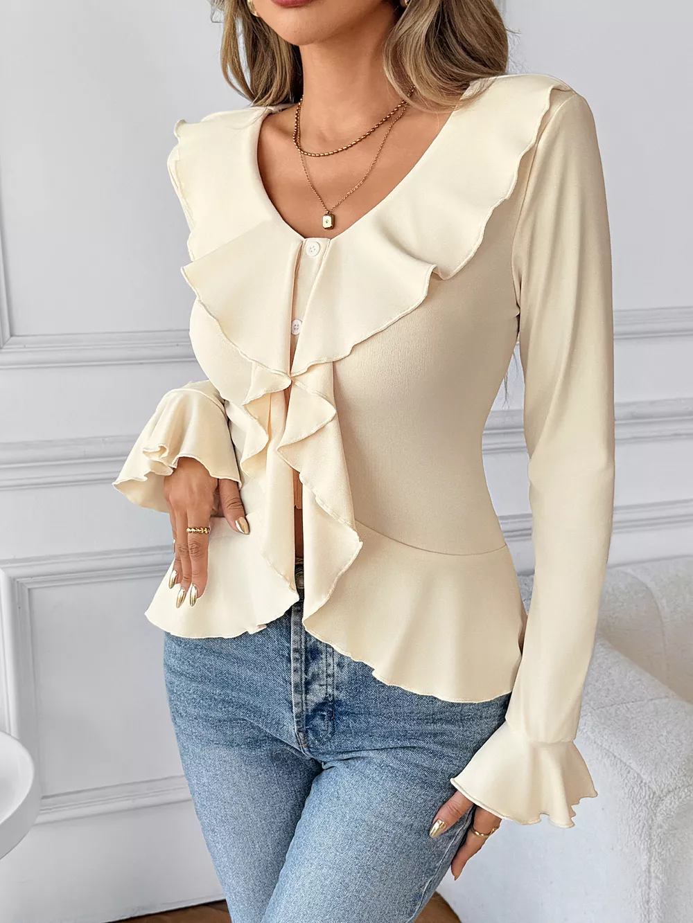 Ruffled Flounce Sleeve Blouse, image 8