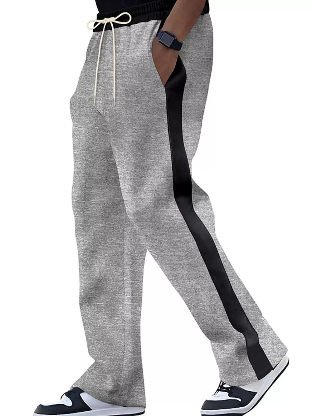 Men's Full Size Contrast Stripe Drawstring Sweatpants Plus Size, image 8