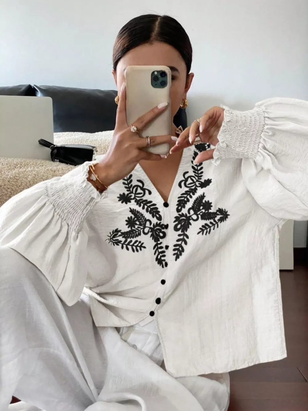 Embroidered Long Sleeve Blouse, image 15