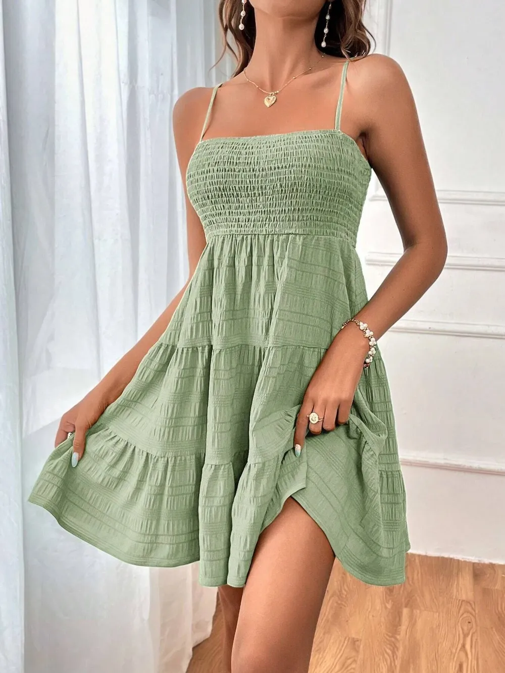 Smocked Tiered Cami Dress, image 29