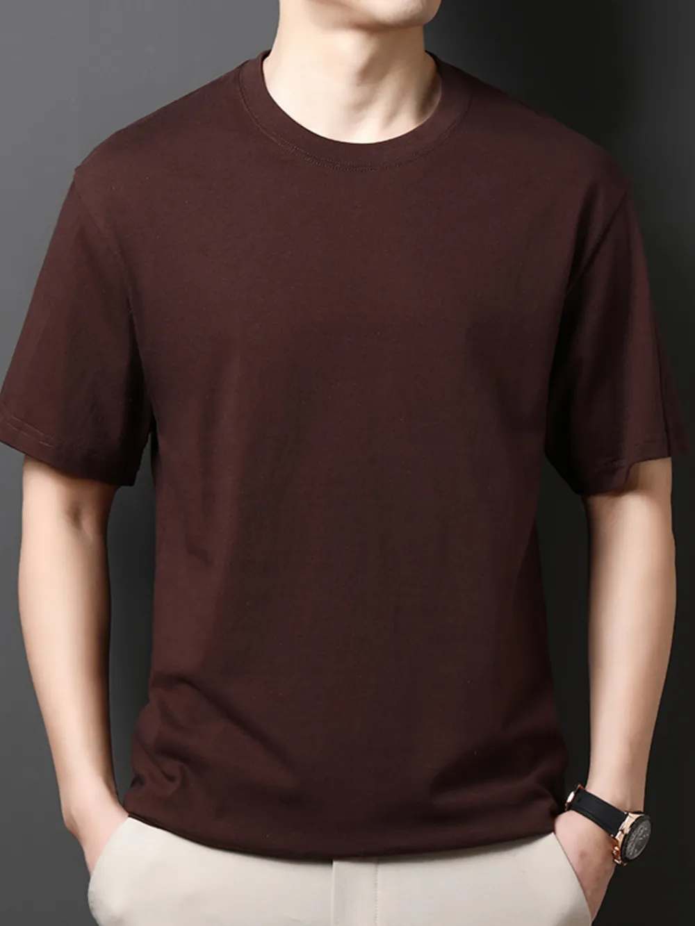Men's Full Size Round Neck Half Sleeve T-Shirt Plus Size, image 4