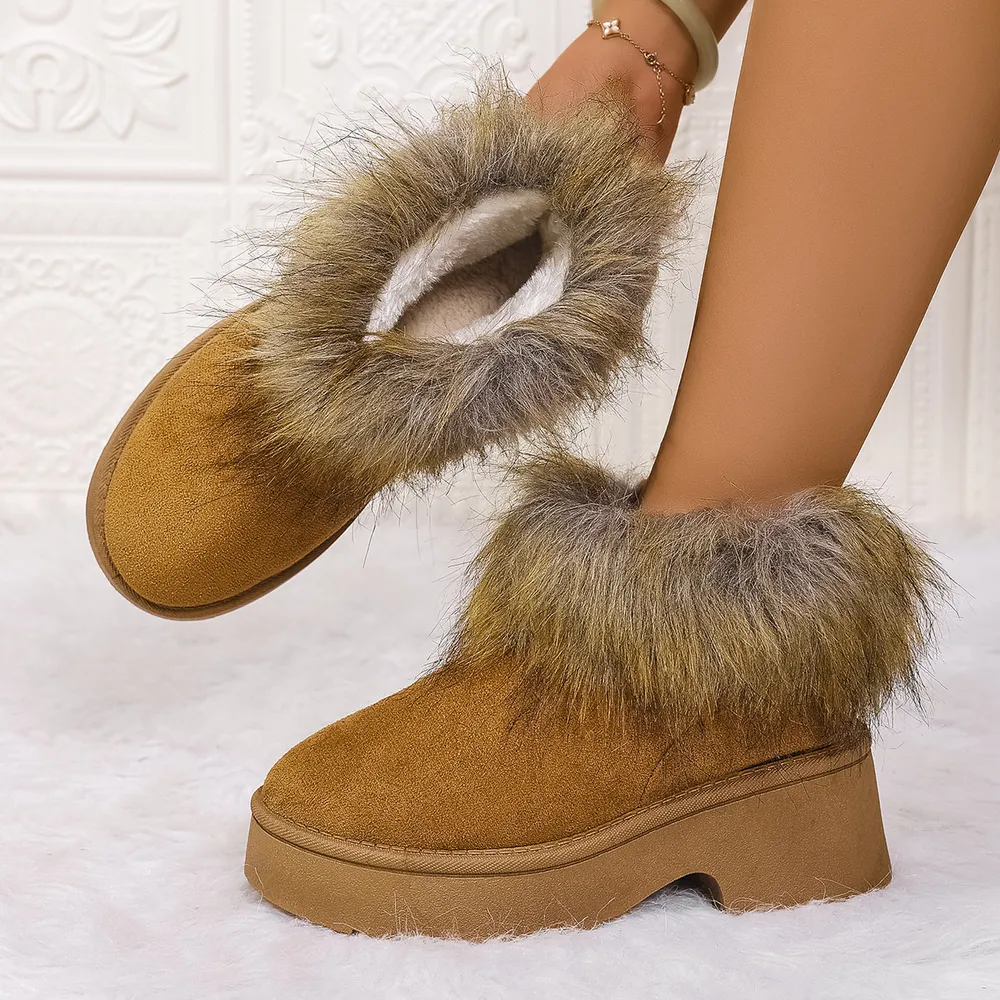 Furry Trim Platform Winter Boots, image 6