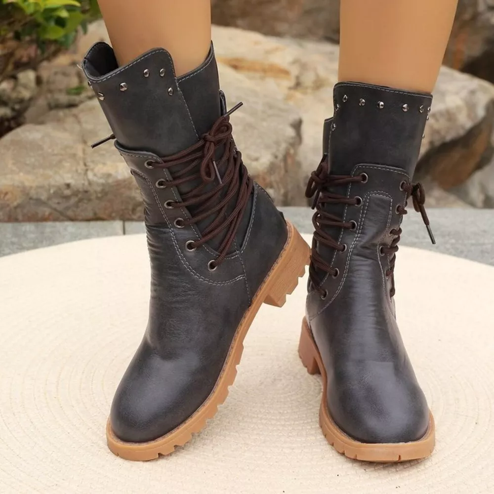 Studded Lace-Up Boots, image 10