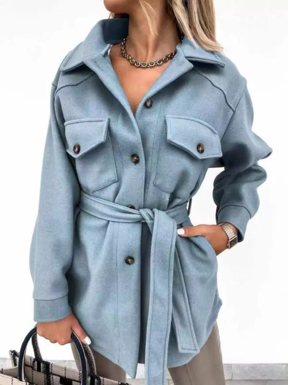 Button-Down Tie Waist Coat, image 17