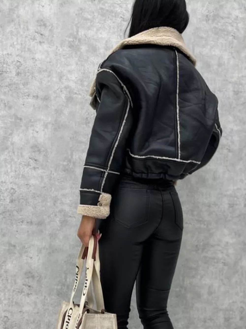 Sherpa Trim Cropped Jacket, image 11
