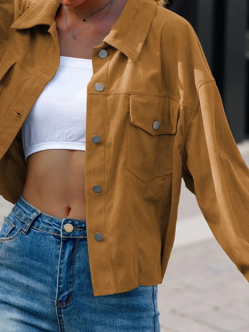 Corduroy Button-Down Shacket, image 9