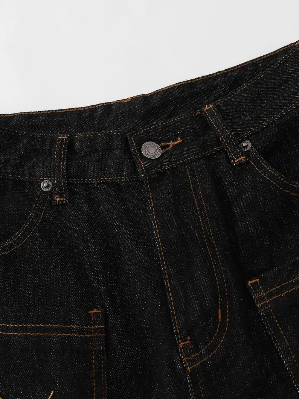 Men's Wide Leg Denim Shorts with Embroidered Pocket Detail, image 10