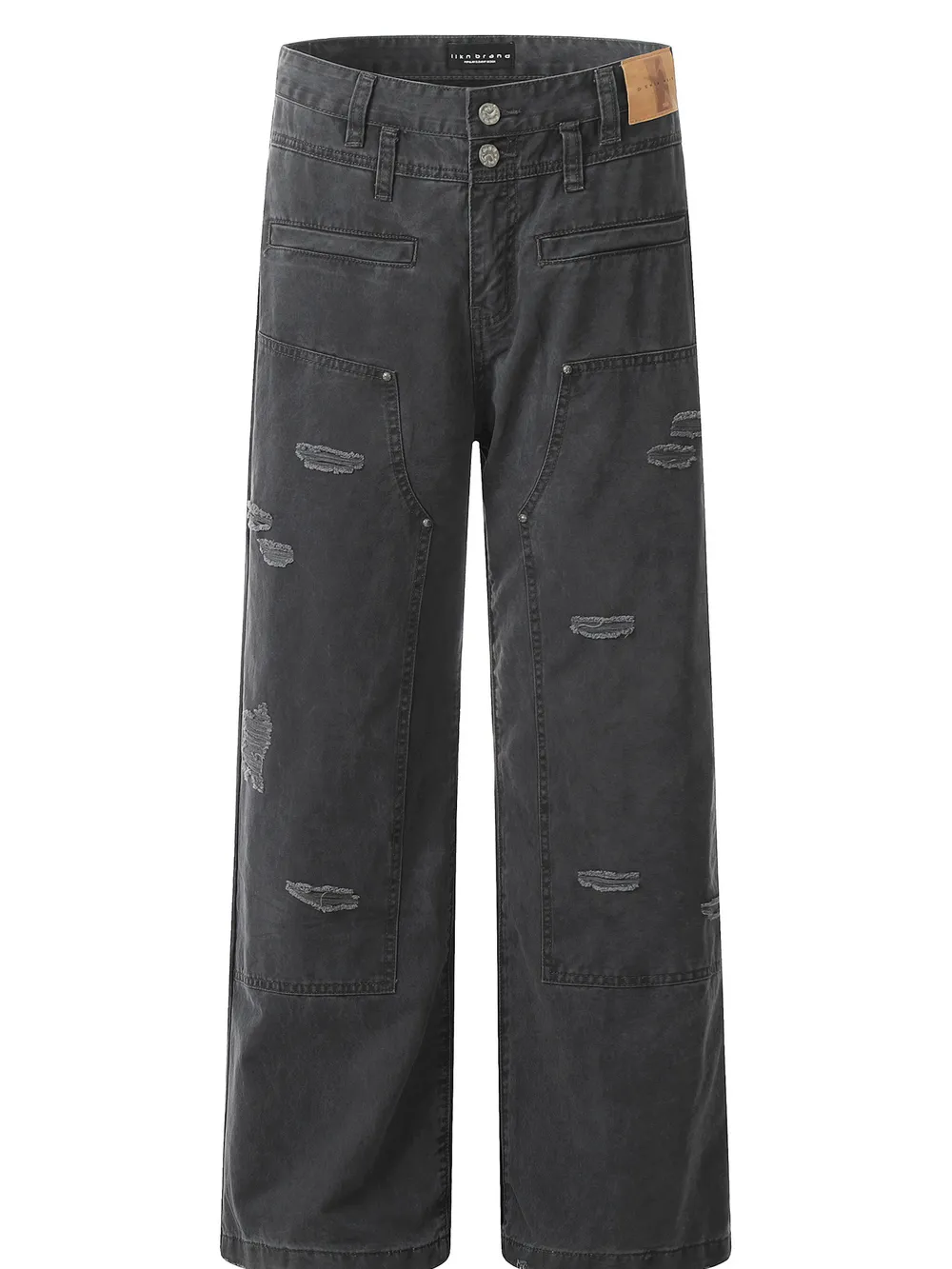 Men's Distressed Wide-Leg Pants