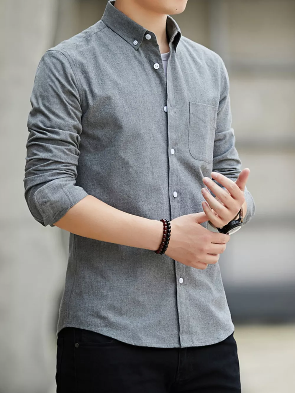 Men's Plus Size Casual Long Sleeve Shirt, image 2