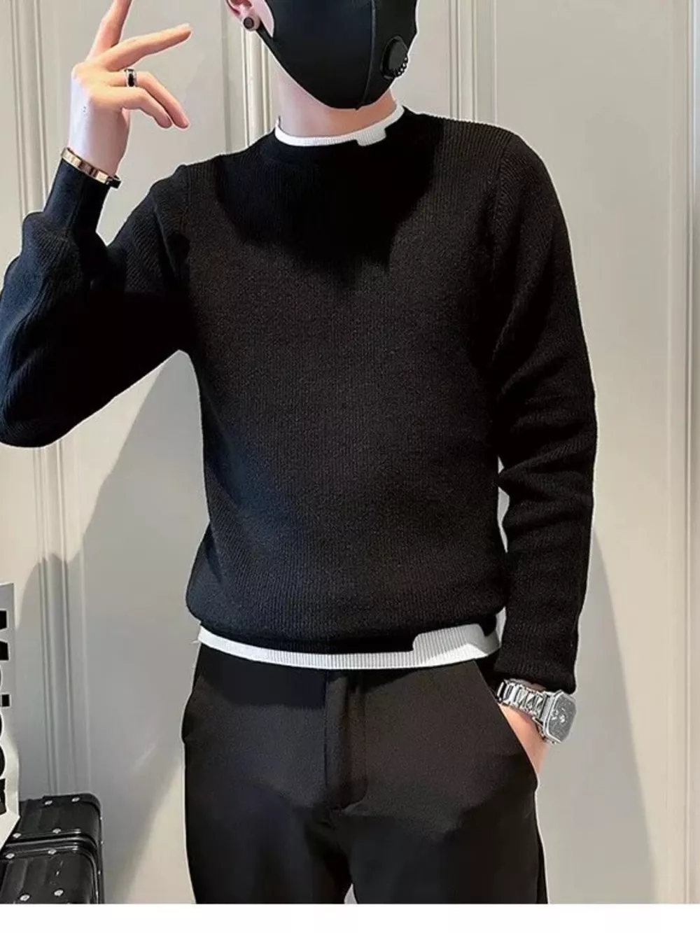 Men's Plus Size Slim Fit Ribbed Knit Top, image 5