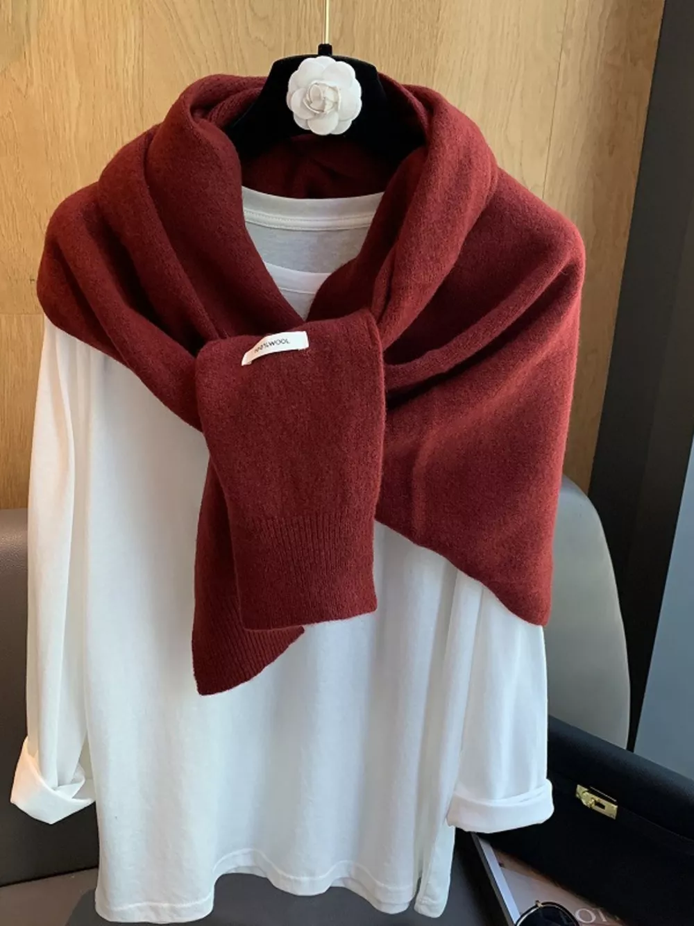 Wool Knitted Asymmetrical Shawl, image 6