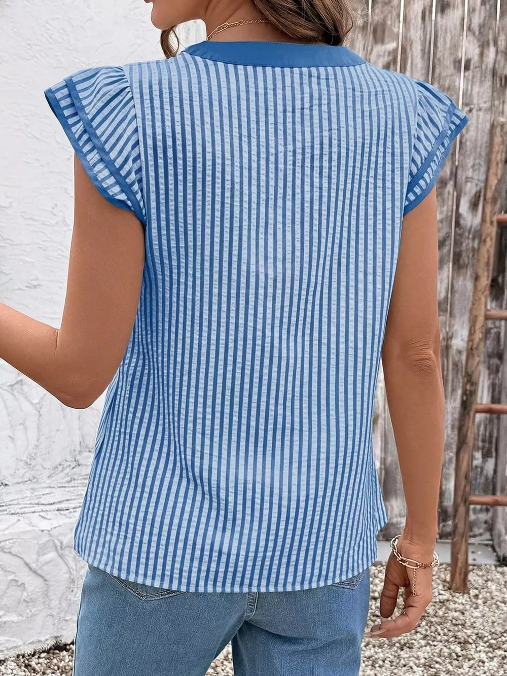 Striped Ruffle Sleeve Blouse, image 10