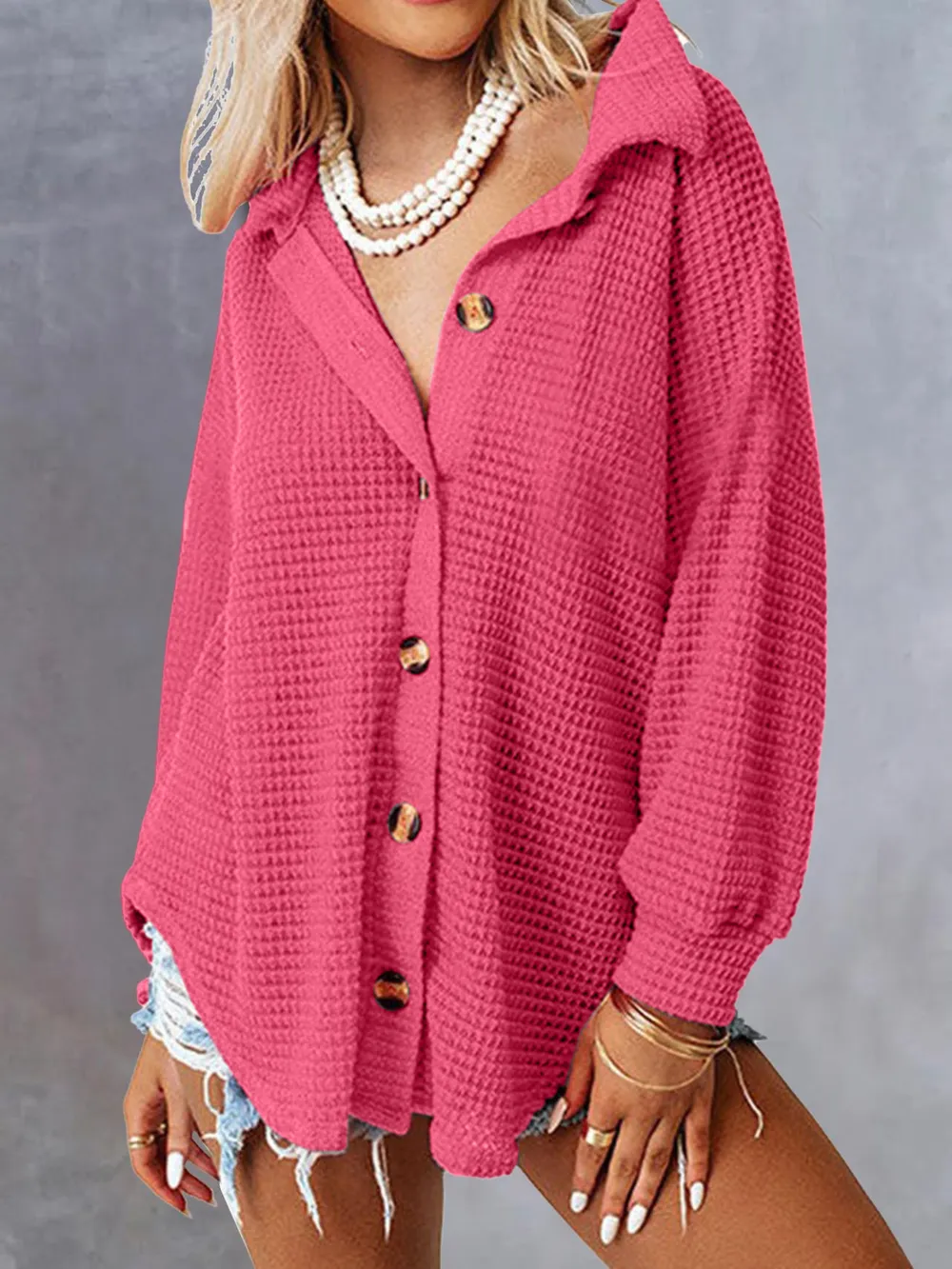 Waffle Knit Button-Down Shirt, image 11